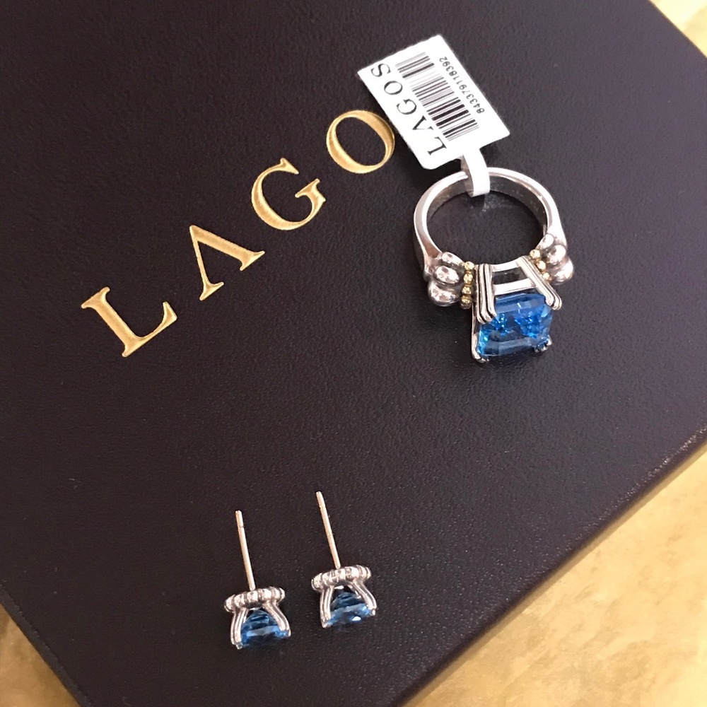 Lagos Blue Topaz Ring&Earrings - Picture 11 of 16
